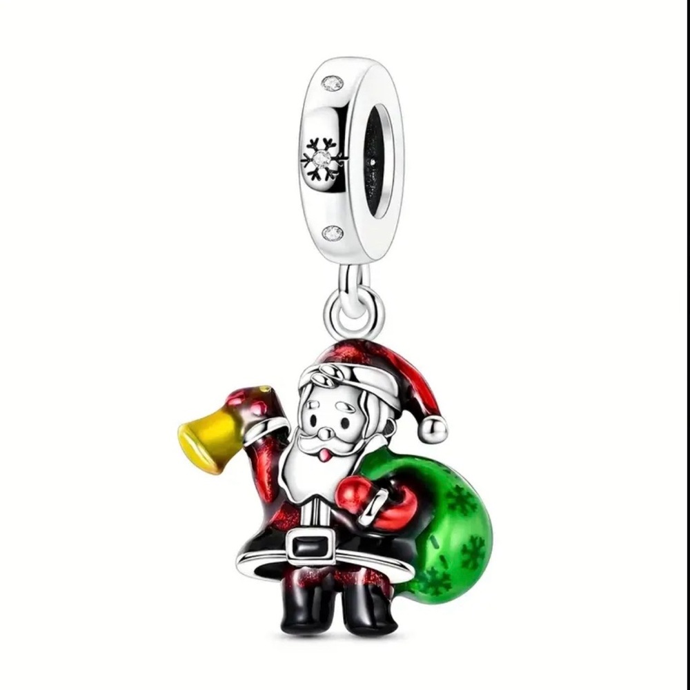 925 Santa Charm Pendant- Red, Green, Yellow, Silver